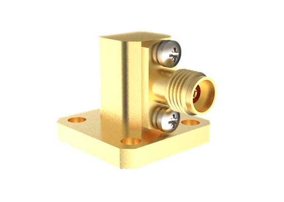 26.4GHz~40GHz WR28 BJ320 a K2.92mm Guida d'onda femminile ad adattatore coassiale angolo destro K/BJ320-KF22