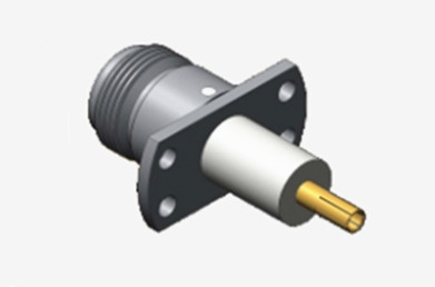 N connettore coassiale RF montato su una flangia femminile con microstrip