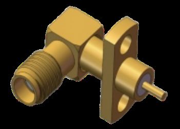 Connettore coassiale RF SSMA Jack / Femmina ad angolo retto con flangia a 2 fori e vite 10-36UNS-2