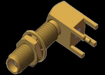 RA Bulkhead SSMA / Mini SMA Female / Jack RF Coax Connector 4 Leg Through Hole Solder PCB fino a 18GHz