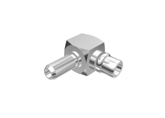 Connessione MMCX RF maschile ad angolo destro in lega di rame con rivestimento in nichel per cavo RG316