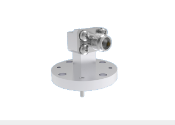 Guida d'onda ad angolo retto WR22 BJ400 ad adattatore coassiale da 2,4 mm Montaggio a flangia rotonda a 4 fori Componenti per guide d'onda aerospaziali in banda Ka da 23,9 GHz-50,1 GHz