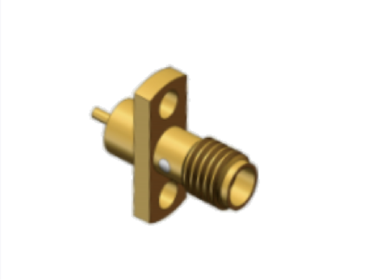 Montaggio su flangia del connettore Mini SMA RF in ottone placcato oro fino a 18 GHz utilizzando componenti a microonde