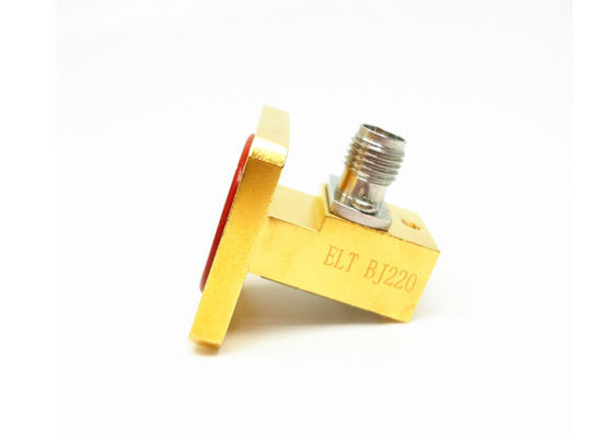 Adattatore guida d'onda WR42 BJ220 K da 17,6 GHz ~ 26,7 GHz a coassiale con flangia scanalata da 2,92 mm con coperchio quadrato