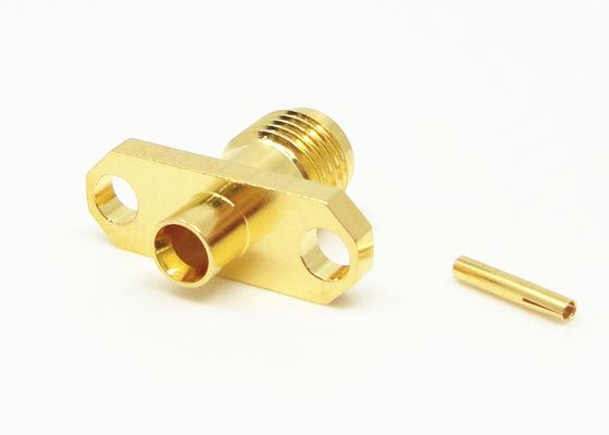 18GHz Femminile 2 fori montatura flange SMA RF connettore dorato 50 Ohm per.086 cavo